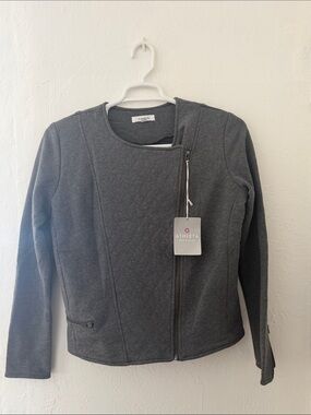 Athleta Dark Gray Asymmetrical Zip Bomber Jacket